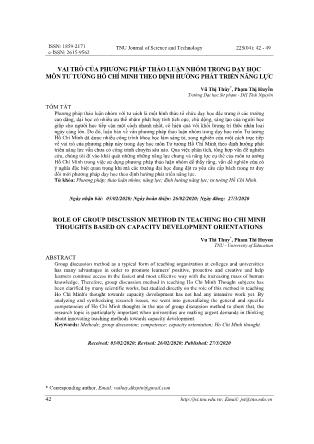 Vai trò của phương pháp thảo luận nhóm trong dạy học môn tư tưởng Hồ Chí Minh theo định hướng phát triển năng lực
