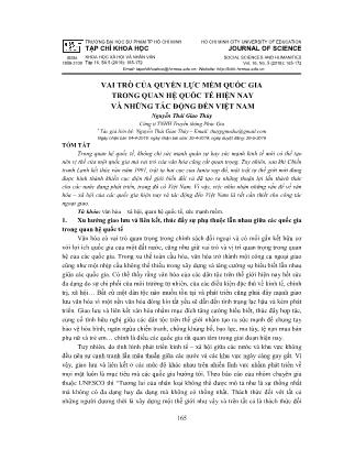 Vai trò của quyền lực mềm quốc gia trong quan hệ quốc tế hiện nay và những tác động đến Việt Nam