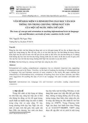 Vấn đề khái niệm và định hướng dạy học văn bản thông tin trong chương trình Ngữ văn của một số nước trên thế giới