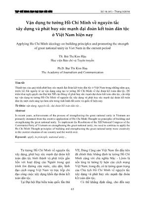 Vận dụng tư tưởng Hồ Chí Minh về nguyên tắc xây dựng và phát huy sức mạnh đại đoàn kết toàn toàn dân tộc ở Việt Nam hiện nay