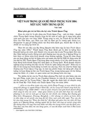 Việt nam trong quan hệ Pháp - Trung năm 1884: Một góc nhìn Trung Quốc