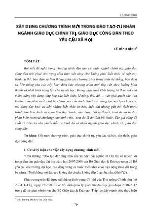 Xây dựng chương trình mới trong đào tạo cử nhân ngành giáo dục chính trị, giáo dục công dân theo yêu cầu xã hội