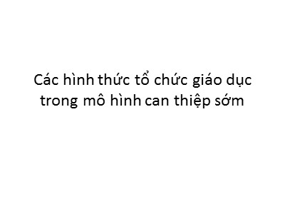 Bài giảng Các hình thức tổ chức giáo dục trong mô hình can thiệp sớm