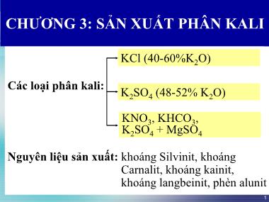 Bài giảng Công nghệ sản xuất phân bón vô cơ - Chương 3: Sản xuất phân Kali - Nguyễn Văn Hòa