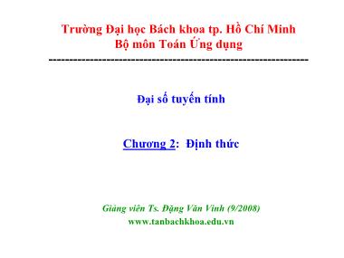 Bài giảng Đại số tuyến tính - Chương 2: Định thức