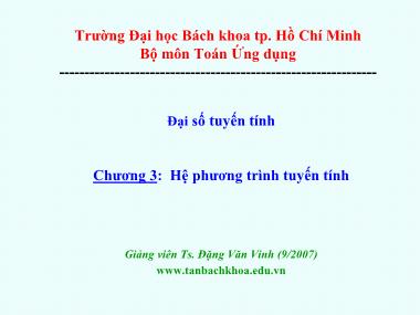 Bài giảng Đại số tuyến tính - Chương 3: Hệ phương trình tuyến tính