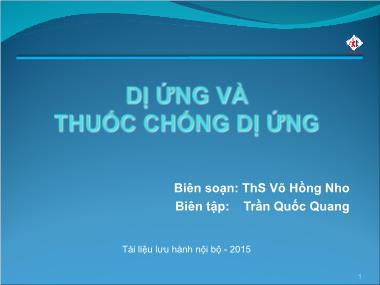 Bài giảng Dị ứng và thuốc chống dị ứng