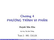 Bài giảng Giải tích - Chương 4: Phương trình vi phân - Huỳnh Văn Kha