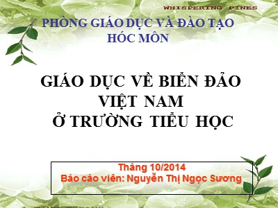 Bài giảng Giáo dục về biển đảo Việt Nam ở trường Tiểu học