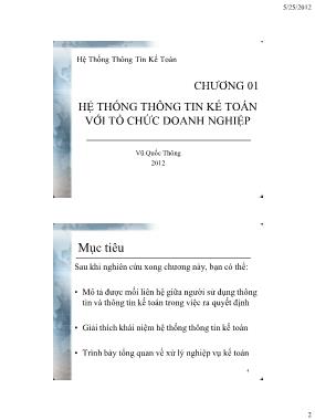 Bài giảng hệ thống thông tin kế toán - Chương 1: Hệ thống thông tin kế toán với tổ chức doanh nghiệp - Vũ Quốc Thông