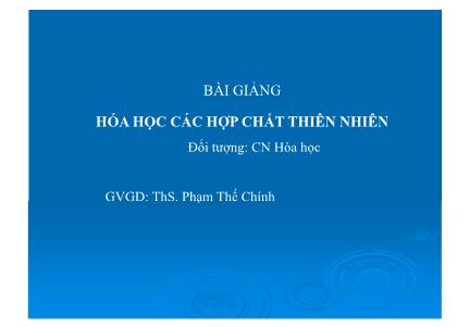 Bài giảng Hóa học các hợp chất thiên nhiên