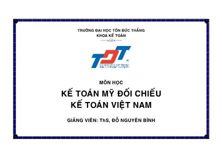 Bài giảng Kế toán Mỹ đối chiếu kế toán Việt Nam