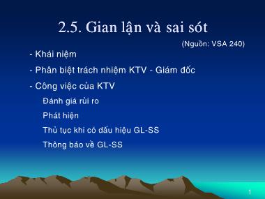 Bài giảng Kế toán tài chính - Chương 2: Gian lận và sai sót