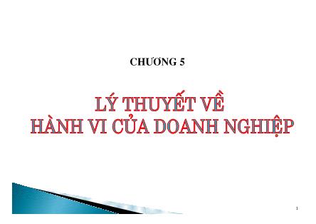 Bài giảng Kinh tế học vi mô - Chương 5: Lý thuyết về hành vi của doanh nghiệp