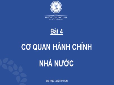 Bài giảng Luật hành chính - Bài 4: Cơ quan hành chính nhà nước