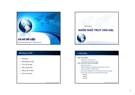 Bài giảng môn Cơ sở dữ liệu - Chương 4: Ngôn ngữ truy vấn SQL