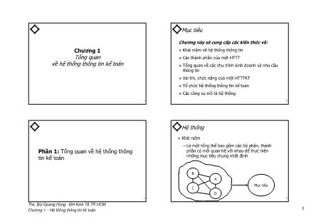 Bài giảng môn Hệ thống thông tin kế toán - Chương 1: Tổng quan về hệ thống thông tin kế toán