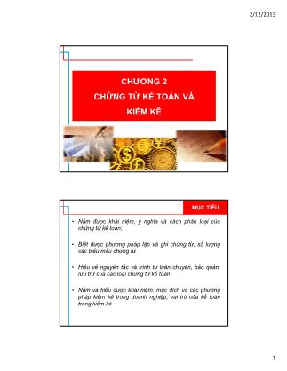 Bài giảng môn học Nguyên lý kế toán - Chương 2: Chứng từ kế toán và kiểm kê