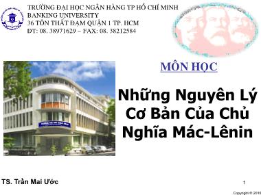 Bài giảng môn học Những nguyên lý cơ bản của chủ nghĩa Mác - Lênin