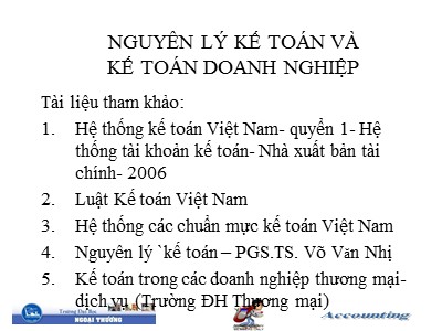 Bài giảng môn Nguyên lý kế toán và kế toán doanh nghiệp