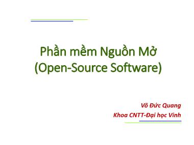 Bài giảng Phần mềm nguồn mở - Chương 3: Một số phần mềm nguồn mở quan trọng - Võ Đức Quang