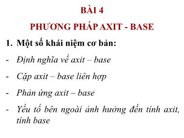 Bài giảng Phương pháp Axit - Base