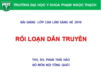 Bài giảng Rối loạn dẫn truyền