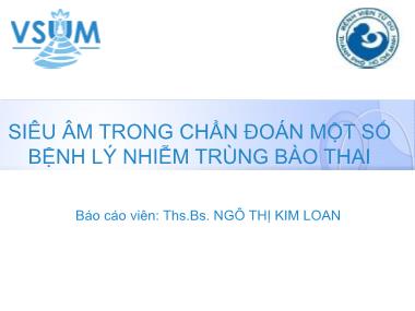 Bài giảng Siêu âm trong chẩn đoán một số bệnh lý nhiễm trùng bào thai