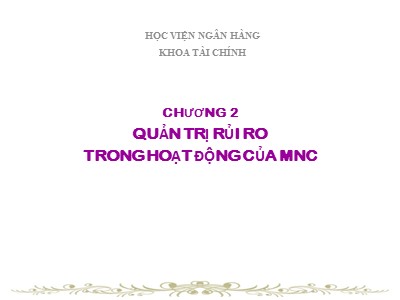 Bài giảng Tài chính công ty - Chương 2: Quản trị rủi ro trong hoạt động của MNC - Lương Minh Hà