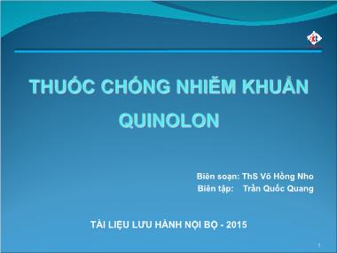 Bài giảng Thuốc chống nhiễm khuẩn Quinolon