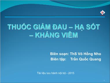 Bài giảng Thuốc giảm đau, hạ sốt, kháng viêm