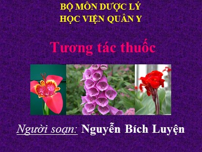 Bài giảng Tương tác thuốc