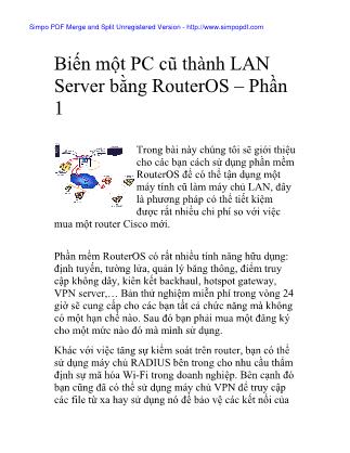 Biến một PC cũ thành LAN Server bằng RouterOS (Phần 1)