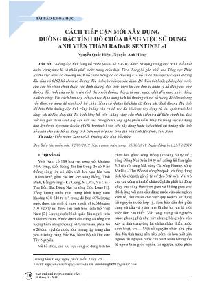 Cách tiếp cận mới xây dựng đường đặc tính hồ chứa bằng việc sử dụng ảnh viễn thám Radar Sentinel-1