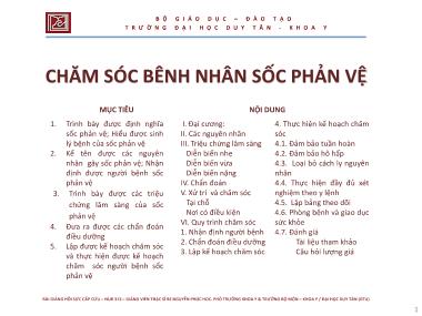 Chăm sóc bệnh nhân sốc phản vệ