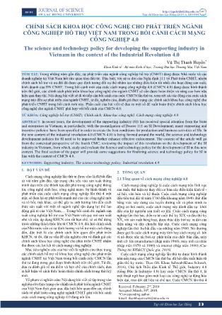 Chính sách khoa học công nghệ cho phát triển ngành công nghiệp hỗ trợ Việt Nam trong bối cảnh cách mạng công nghiệp 4.0