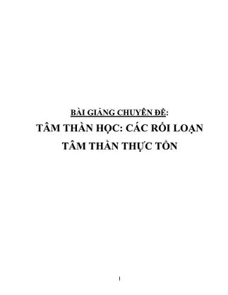 Chuyên đề Tâm thần học các rối loạn tâm thần thực tổn