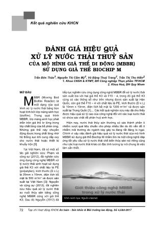 Đánh giá hiệu quả xử lý nước thải thuỷ sản của mô hình giá thể di động (MBBR) sử dụng giá thể biochip M