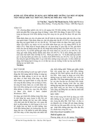 Đánh giá tình hình áp dụng qui trình điều dưỡng tại một số bệnh viện thuộc khu vực miền núi, trung du phía Bắc Việt Nam