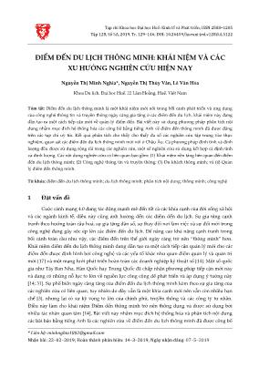 Điểm đến du lịch thông minh: Khái niệm và các xu hướng nghiên cứu hiện nay