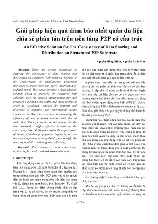 Giải pháp hiệu quả đảm bảo nhất quán dữ liệu chia sẻ phân tán trên nền tảng P2P có cấu trúc