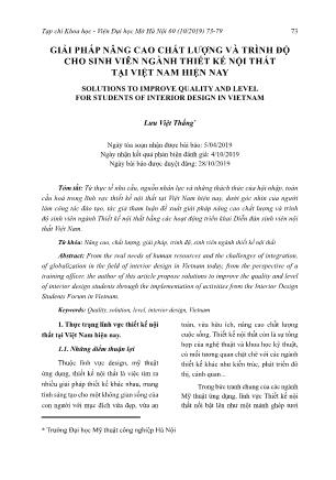 Giải pháp nâng cao chất lượng và trình độ cho sinh viên ngành thiết kế nội thất tại Việt Nam hiện nay