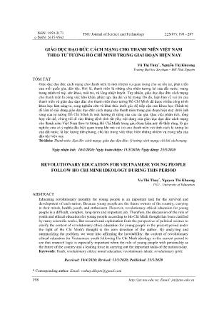 Giáo dục đạo đức cách mạng cho thanh niên Việt Nam theo tư tưởng Hồ Chí Minh trong giai đoạn hiện nay