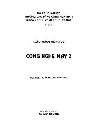 Giáo trình Công nghệ may 2