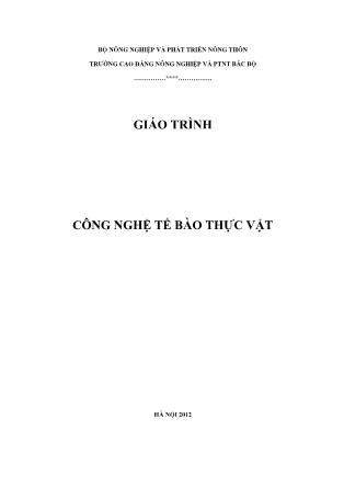 Giáo trình Công nghệ tế bào thực vật (Phần 1)