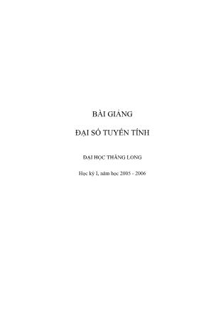 Giáo trình Đại số tuyến tính