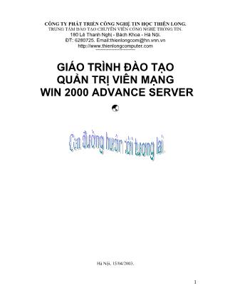 Giáo trình Đào tạo quản trị viên mạng Win 2000 Advance Server