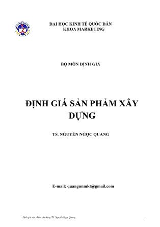 Giáo trình Định giá sản phẩm xây dựng