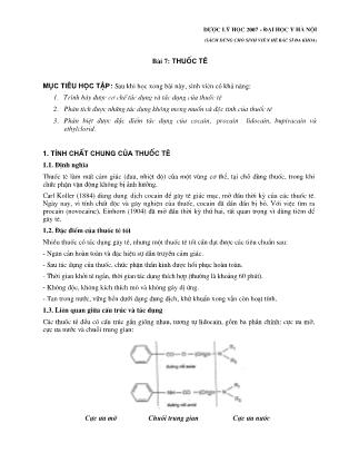 Giáo trình Dược lý học - Bài 7: Thuốc tê