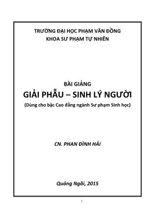 Giáo trình Giải phẫu. Sinh lý người